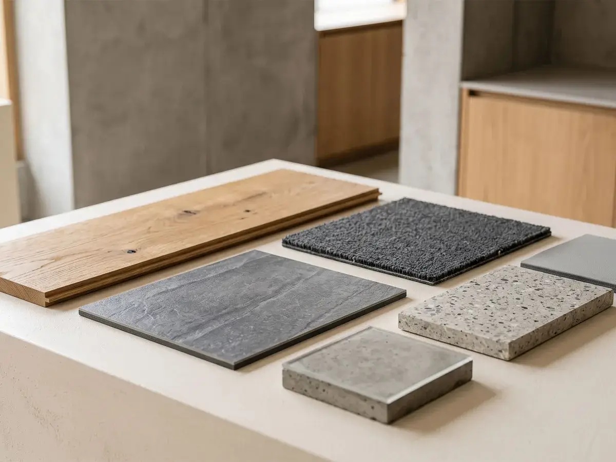 PVC, LVT, karo halı, epoksi, parke zemin ürünleri kartelası