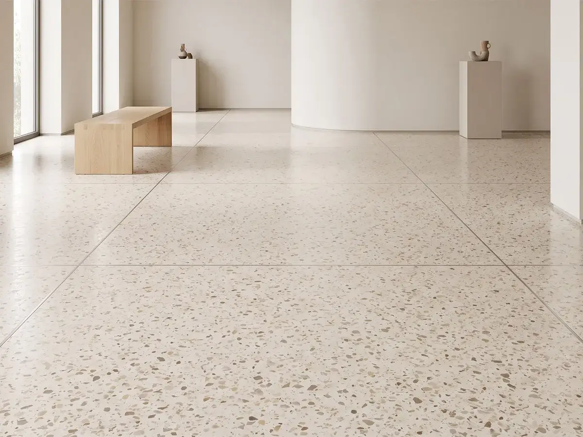 dekoratif zemin kaplaması terrazzo, mikrosement bekleme salonu